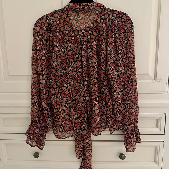 Zara Women's Floral Blouse - Black and Pink - Picture 3 of 3